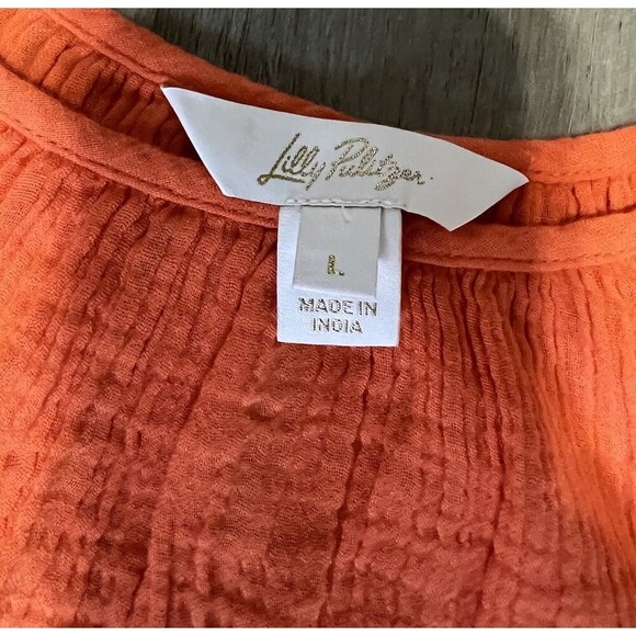 Lilly Pulitzer Zemini Maxi Dress Coverup Large Flamingo Feather Crnkl Gauze - Picture 11 of 11